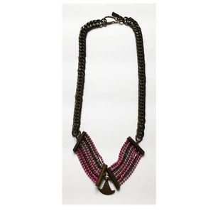 Necklace Choker Chain Pink Brass